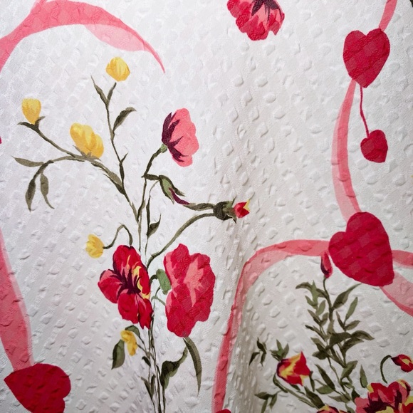 Victoria's Secret Floral Night Gown- White and Pink Floral Print with Hearts - Picture 9 of 14